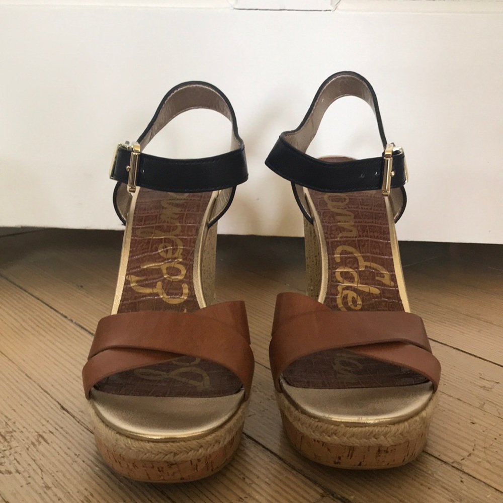 Sam Edelman Brown and Black Espadrille Wedges